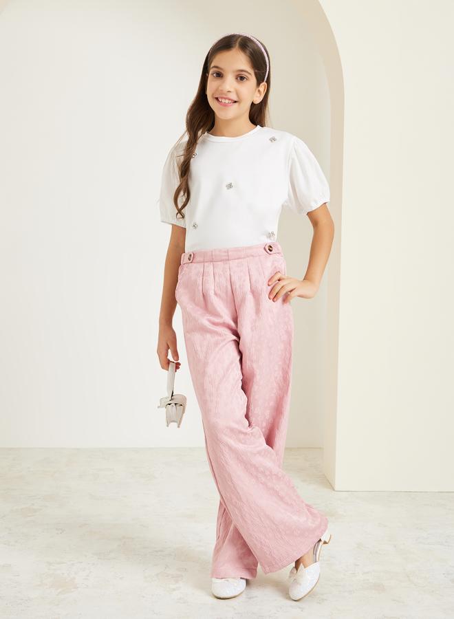 ستايلي بلوزة مزينة بأكمام منفوخة - Image 2